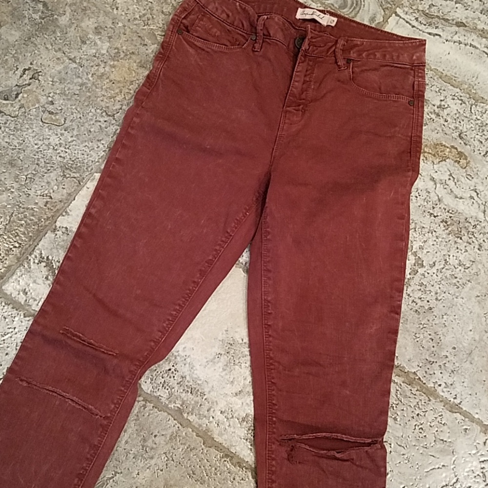 Unpublished Maroon distressed jeans